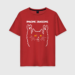 Женская футболка оверсайз Imagine Dragons rock cat