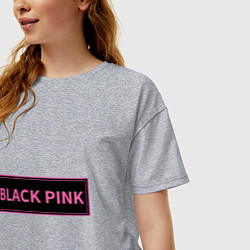 Футболка оверсайз женская Логотип Блек Пинк, цвет: меланж — фото 2
