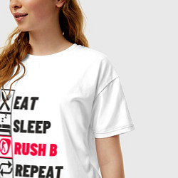 Футболка оверсайз женская Eat sleep rush b repeat, цвет: белый — фото 2