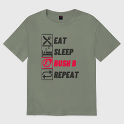 Женская футболка оверсайз Eat sleep rush b repeat