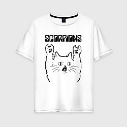 Футболка оверсайз женская Scorpions - rock cat, цвет: белый