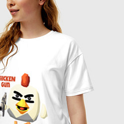 Футболка оверсайз женская Chicken Gun злой, цвет: белый — фото 2