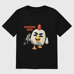 Футболка оверсайз женская Chicken Gun злой, цвет: черный