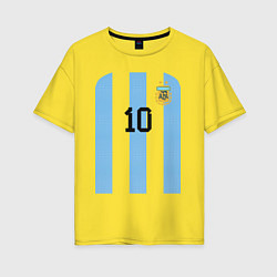 Футболка оверсайз женская Месси сборная Аргентины ЧМ 2022, цвет: желтый