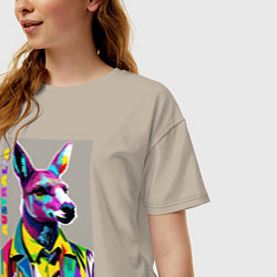 Футболка оверсайз женская Kangaroo - Australia - pop art, цвет: миндальный — фото 2