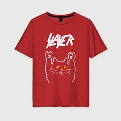 Футболка оверсайз женская Slayer rock cat, цвет: красный