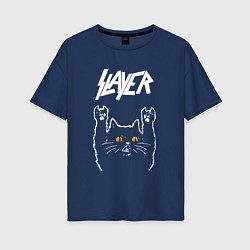 Женская футболка оверсайз Slayer rock cat