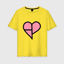 Футболка оверсайз женская Сердечко BLACKPINK, цвет: желтый