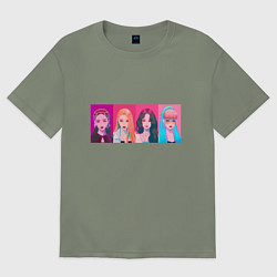 Футболка оверсайз женская Портреты Black pink, цвет: авокадо