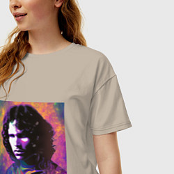 Футболка оверсайз женская Jim Morrison few color digital Art, цвет: миндальный — фото 2