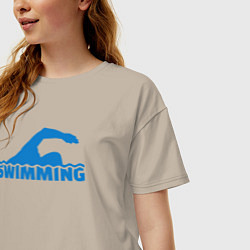Футболка оверсайз женская Swimming sport, цвет: миндальный — фото 2