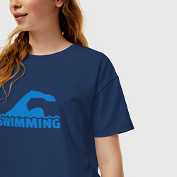 Футболка оверсайз женская Swimming sport, цвет: тёмно-синий — фото 2