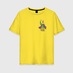 Футболка оверсайз женская Волнистый попугай волшебник, цвет: желтый