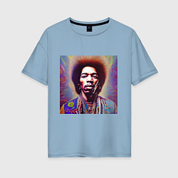 Футболка оверсайз женская Jimi Hendrix digital glitch art, цвет: мягкое небо