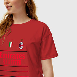 Футболка оверсайз женская Рафаэль Леао ФК Милан форма 2223 гостевая, цвет: красный — фото 2