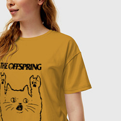 Футболка оверсайз женская The Offspring - rock cat, цвет: горчичный — фото 2