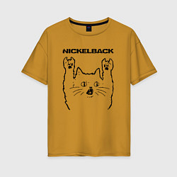 Футболка оверсайз женская Nickelback - rock cat, цвет: горчичный