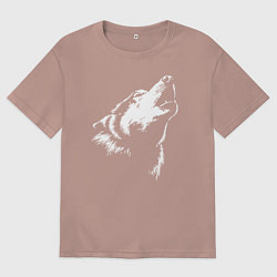 Женская футболка оверсайз Волк воет