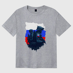 Женская футболка оверсайз Военные РФ и флаг - neuro art