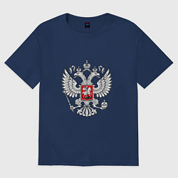 Женская футболка оверсайз Герб России серебро