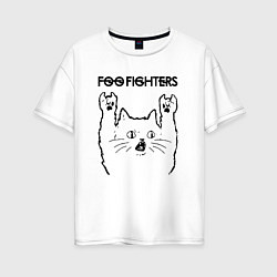 Футболка оверсайз женская Foo Fighters - rock cat, цвет: белый