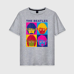 Футболка оверсайз женская The Beatles color, цвет: меланж