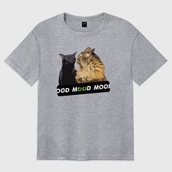 Женская футболка оверсайз Черный и рыжий кот - Mood