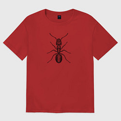 Футболка оверсайз женская Муравей гравюра, цвет: красный