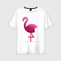 Футболка оверсайз женская Фламинго минималистичный, цвет: белый