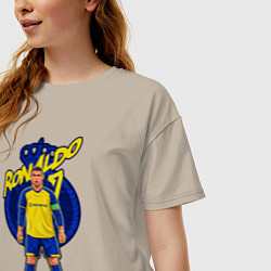 Футболка оверсайз женская Криштиану Роналду 7 Аль Наср, цвет: миндальный — фото 2