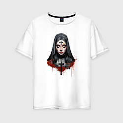 Футболка оверсайз женская Evil Nun, цвет: белый