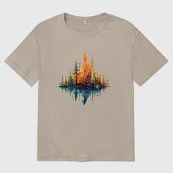 Женская футболка оверсайз Геометрический лес