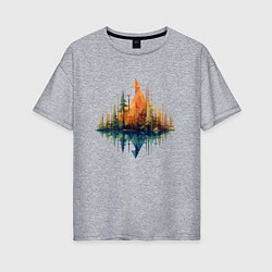 Женская футболка оверсайз Геометрический лес