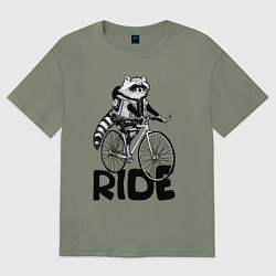 Футболка оверсайз женская Raccoon ride, цвет: авокадо