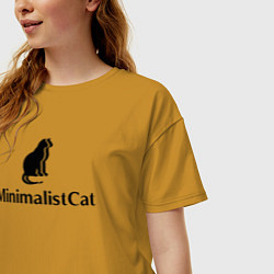 Футболка оверсайз женская Коты MinimalistCat, цвет: горчичный — фото 2