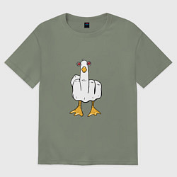 Футболка оверсайз женская Неприличный гусь-рука, цвет: авокадо