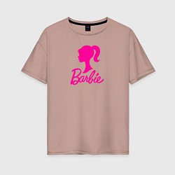 Футболка оверсайз женская Розовый логотип Барби, цвет: пыльно-розовый