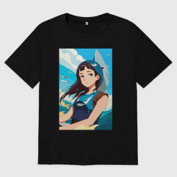 Женская футболка оверсайз Девочка и океан