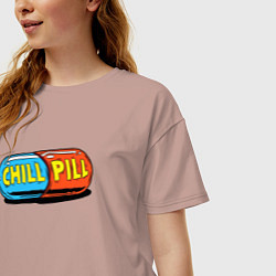 Футболка оверсайз женская Chill pill, цвет: пыльно-розовый — фото 2