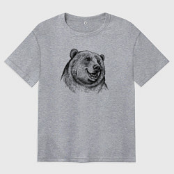 Женская футболка оверсайз Медведь улыбается