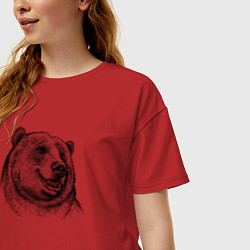 Футболка оверсайз женская Медведь улыбается, цвет: красный — фото 2