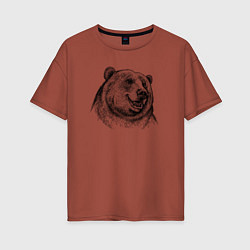 Женская футболка оверсайз Медведь улыбается