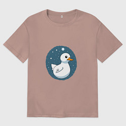 Женская футболка оверсайз Утка в космосе