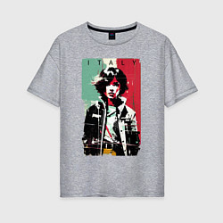 Женская футболка оверсайз Девчонка на фоне флага - Италия - поп-арт