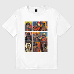 Женская футболка оверсайз Team fortress 2 - портреты персонажей