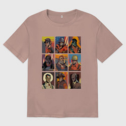 Женская футболка оверсайз Team fortress 2 - портреты персонажей