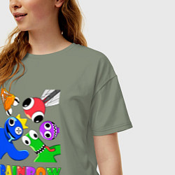 Футболка оверсайз женская Rainbow Friends персонажи, цвет: авокадо — фото 2