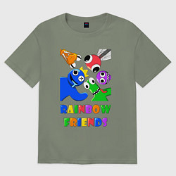 Женская футболка оверсайз Rainbow Friends персонажи