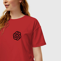 Футболка оверсайз женская Лого Chat GPT, цвет: красный — фото 2
