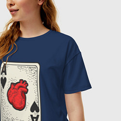 Футболка оверсайз женская Туз сердца, цвет: тёмно-синий — фото 2